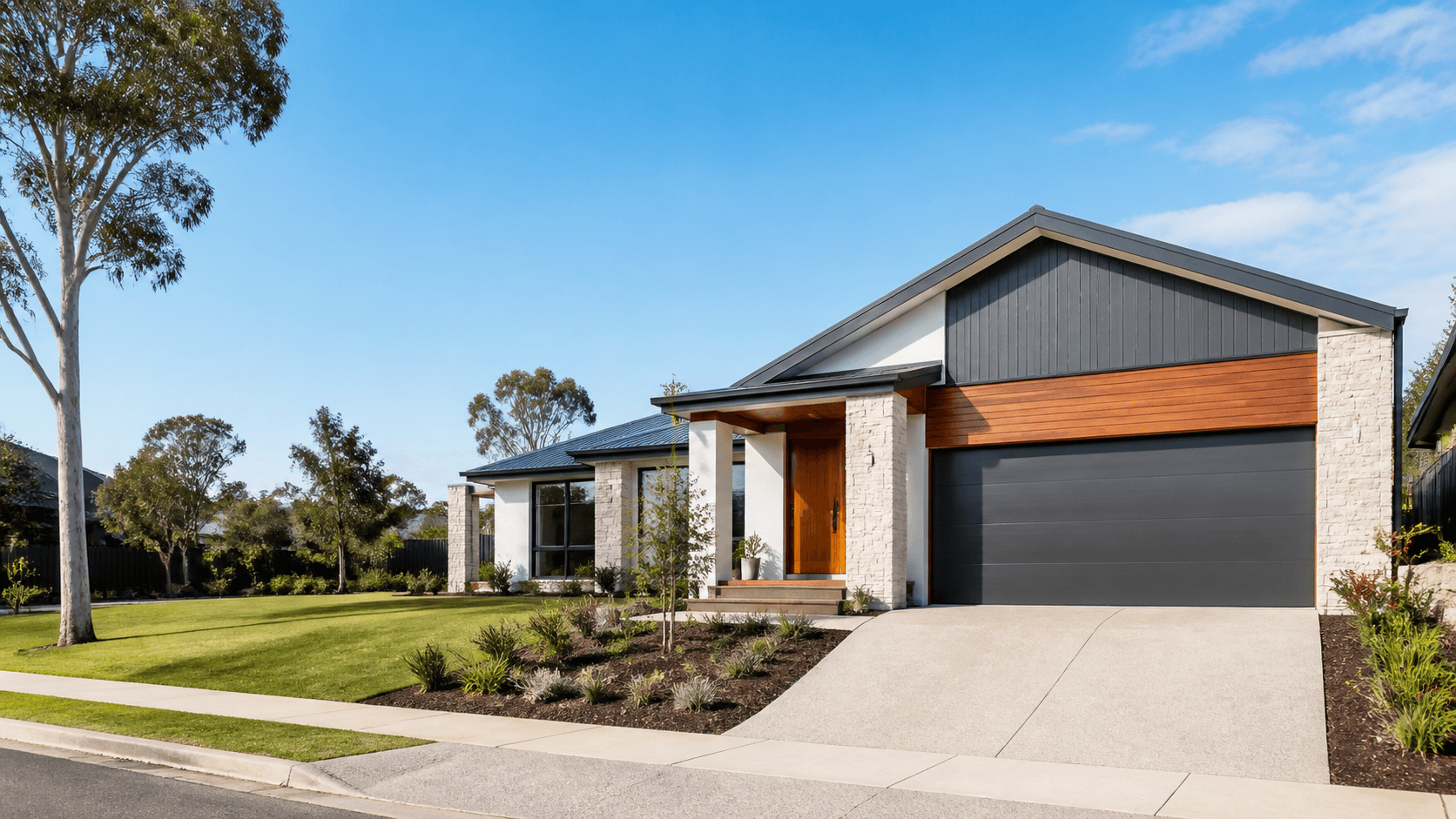 Contemporary Australian home with native landscaping